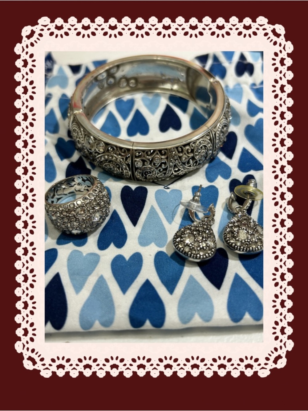 Brighton Silver-Tone Filigree Bracelet with Crystal Accents